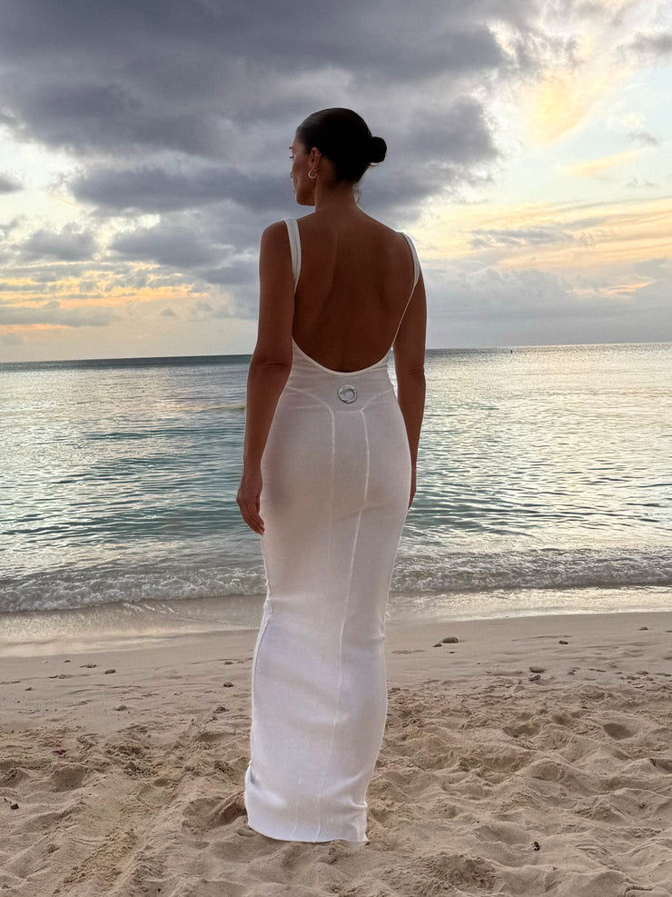 RIB SEAM TANK DRESS-WHITE SAND